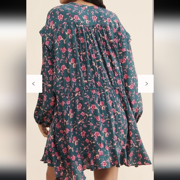 Free People Womens Small Dress Flower Field Oversized Floral Long Sleeve - Picture 2 of 9